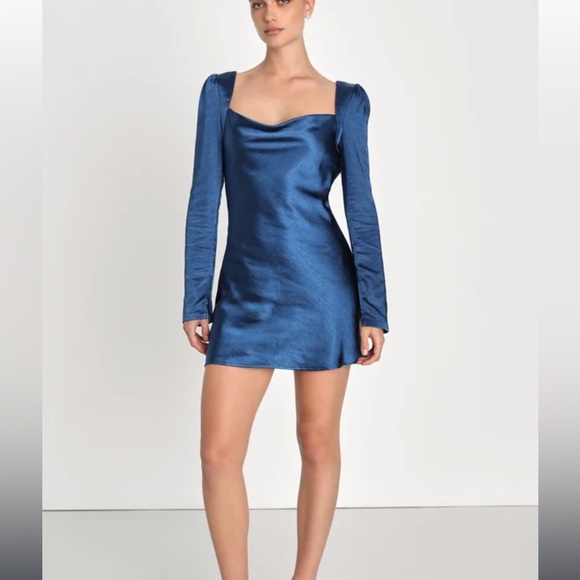 Lulu's Royal Blue Long Sleeve Dress - Picture 1 of 4